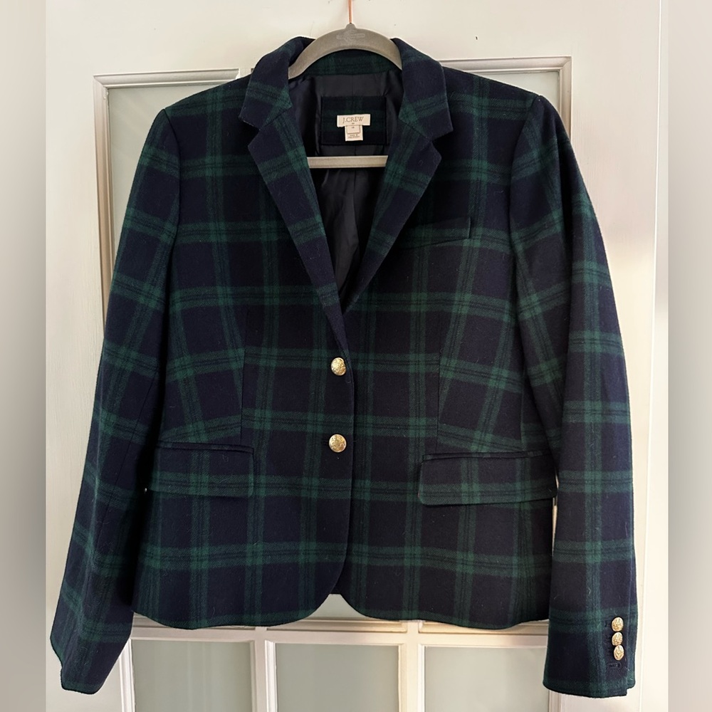 J. Crew Women's Wool Blend Plaid Blazer